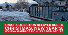 City of Pocatello Sanitation Dept. Christmas tree collection dumpster