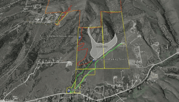 Aerial view of the Alameda trailhead option. 