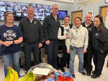 Pocatello Fire Chief stops by dispatch