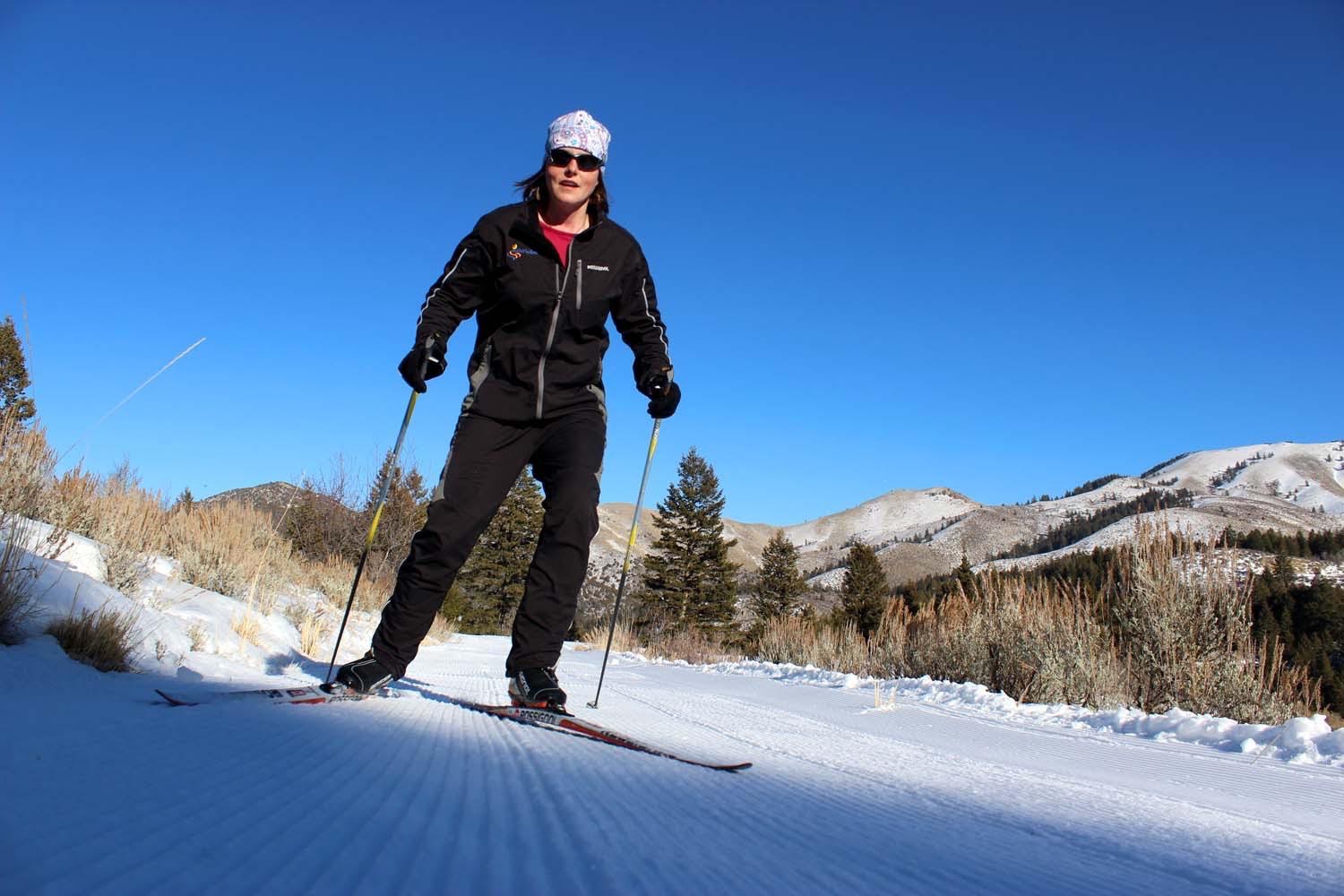 Skiing on Groomed Trail